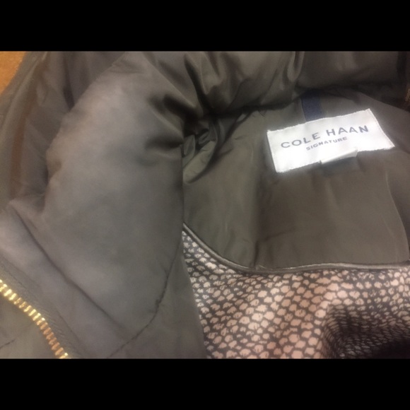 COLE HAAN WINTER DOWN FEATHER LONG ARMY GREEN GOLD QUILTED Coat UBER COZY VTG - Picture 7 of 7